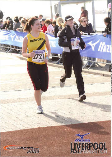 Kathryn at the Liverpool Marathon - photo courtesy of Marathonfoto